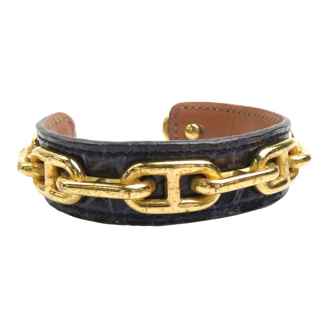 Hermes clic H bracelet white gold narrow Genoa blue enamel replica