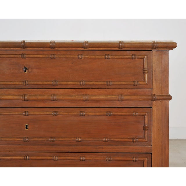 English Faux Bamboo Aesthetic Movement Marble Top Commode Dresser For Sale - Image 14 of 18