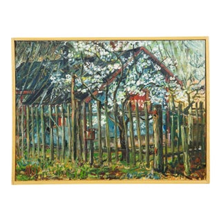 Cottage in Geilertshausen, 1977 – Oil Painting by Alexander Michael For Sale