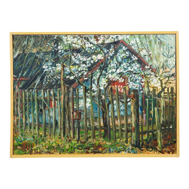 Cottage in Geilertshausen, 1977 – Oil Painting by Alexander Michael For Sale