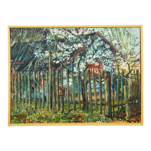 Cottage in Geilertshausen, 1977 – Oil Painting by Alexander Michael