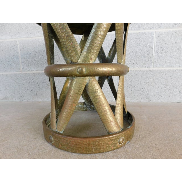 Mid 20th Century Mid Century Hammered Brass Stools - a Pair For Sale - Image 5 of 12