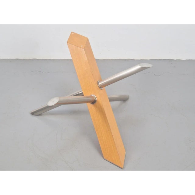 Postmodern Vintage Cross Leg Coffee Table in Wood and Glass, Italy, 1990s For Sale - Image 3 of 8