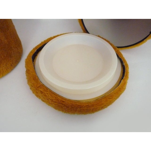 Orange-Yellow Faux Fur Ottomans with Interior Storage Compartment, 1970s, Set of 2 For Sale - Image 6 of 10