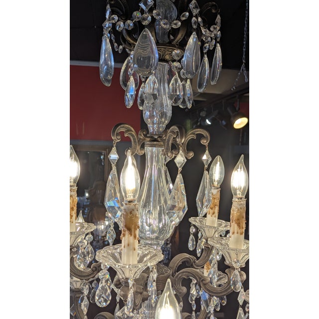 Rococo Antique Rococo Revival Chandelier, Metal & Crystal, France For Sale - Image 3 of 17