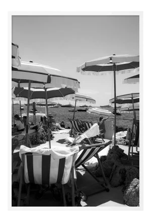 Fontelina Umbrellas by Natalie Obradovich in White Framed Paper, Large Art Print