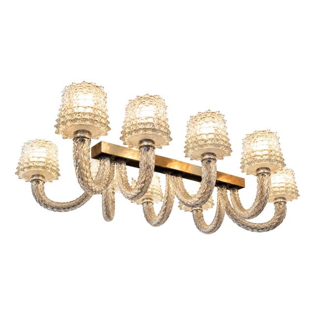 Mid-Century Italian Rostrato Murano Glass Chandelier from Ercole Barovier, 1940s For Sale