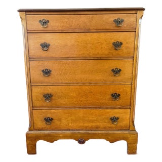 Birdseye Maple Chippendale Tall Chest of Drawers For Sale
