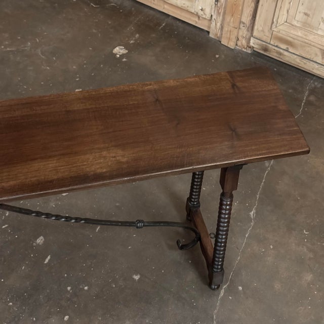 19th Century Spanish Walnut Console ~ Sofa Table With Wrought Iron For Sale - Image 18 of 18