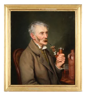 Theodor Leopold Weller, Pipe Smoker, Munich, Mannheim, Oil on Canvas