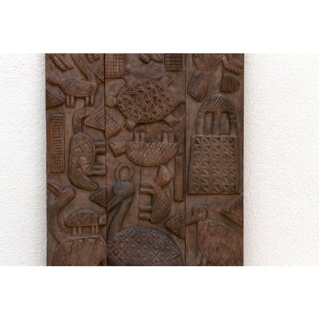 Wood Animal Motif Carved Vintage Nupe Panel For Sale - Image 7 of 8