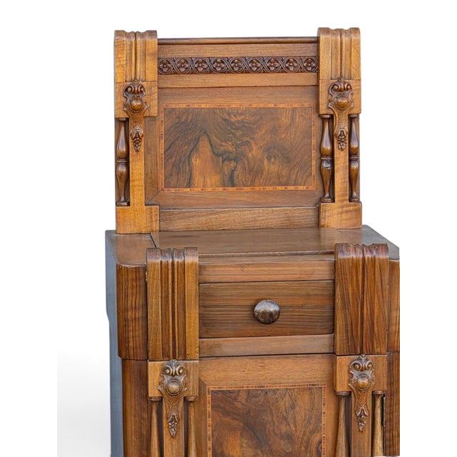 Pair of 1930 Walnut Nightstand American Art Deco Bedside Cabinet Refurbished For Sale - Image 17 of 18