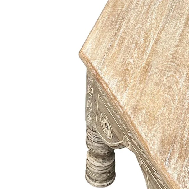 Early 21st Century Octagonal Whitewashed Wooden Coffee Table For Sale - Image 5 of 5