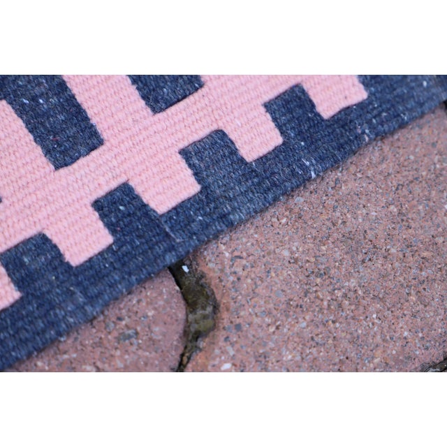 Pink 1970s Geometric Design Kilim Rug With Natural Dyes For Sale - Image 8 of 10