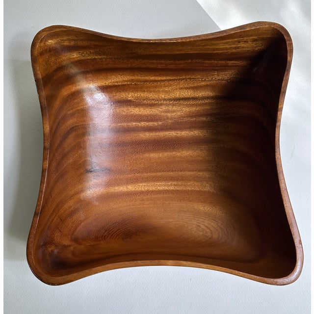 Vintage Handcrafted Pacific Merchants Acacia Wood Serving Bowl For Sale - Image 4 of 18