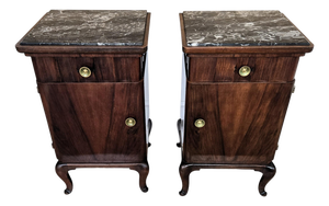 Italian Art Deco Nightstands in Walnut, 1940s, Set of 2