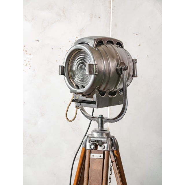 Wood Hollywood Keg Light Floor Lamp with Fresnel Lens from Bardwell McAlister, 1950s For Sale - Image 7 of 18