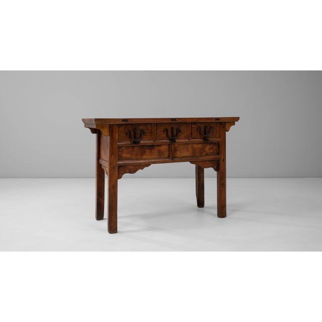 Wood 19th Century Chinese Provincial Wooden Console Table With Drawers For Sale - Image 7 of 18