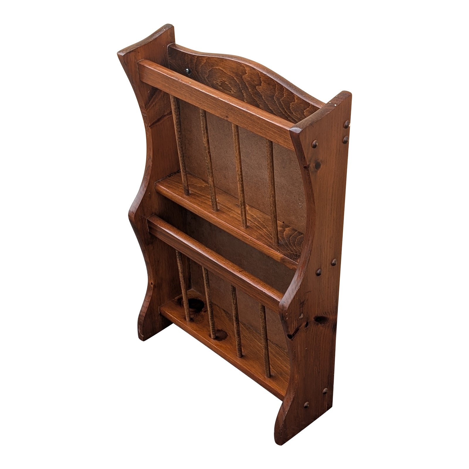 Vintage Mid Century Modern Wall Mounted Magazine Rack or Wooden