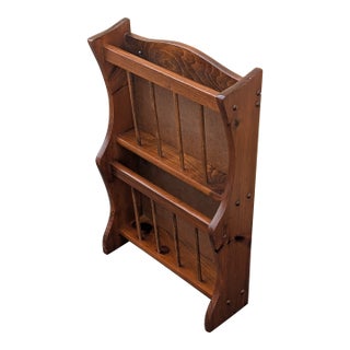 Vintage Mid Century Modern Wall Mounted Magazine Rack or Wooden Mail Holder For Sale