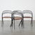 This nice set of 4 70s design dining room chairs with leather seat and metal frame. This nice set of 4 designer dining...