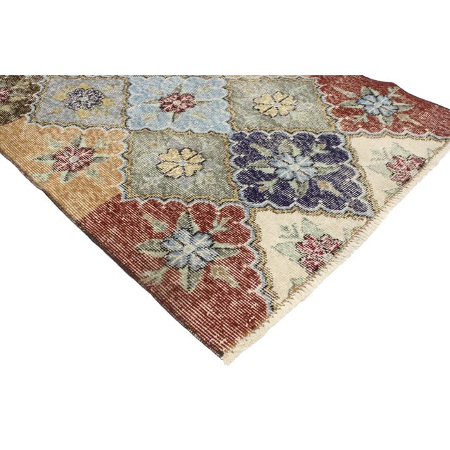 51906 Zeki Muren Vintage Turkish Sivas Rug, 02'09 x 05'07. The Rosette Grid: A Vintage Zeki Muren Sivas Masterpiece of...