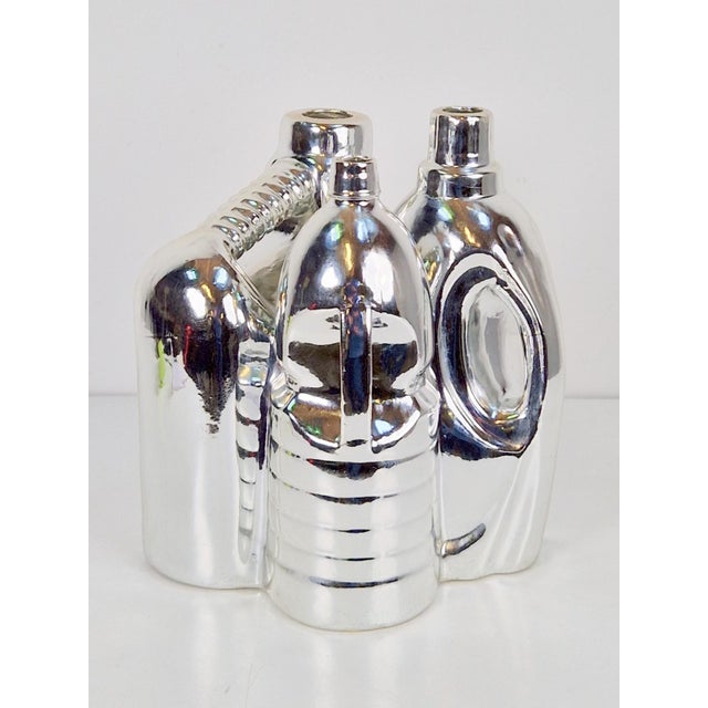 Silver Ceramic Vases and Cleaning Bottles from Pols Potten, 1990s, Set of 3 For Sale - Image 12 of 13