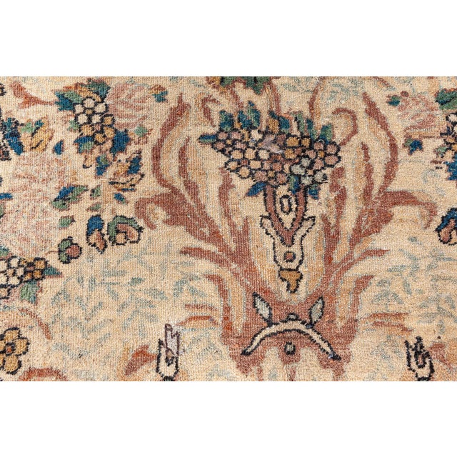 1920s Persian Kirman Beige, Brown, Green Hand Knotted Wool Carpet For Sale - Image 10 of 10