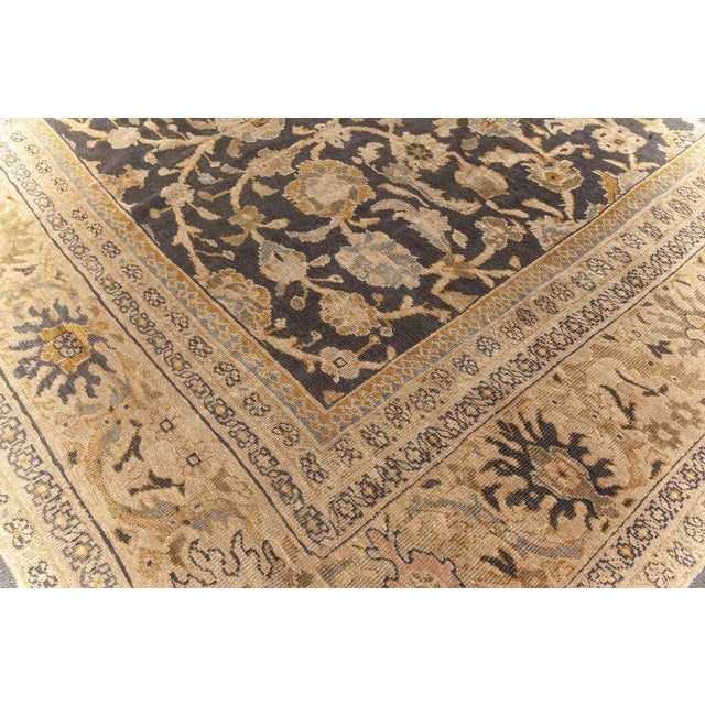 Beige 1920s Persian Sultanabad Botanic Handmade Wool Rug For Sale - Image 8 of 9