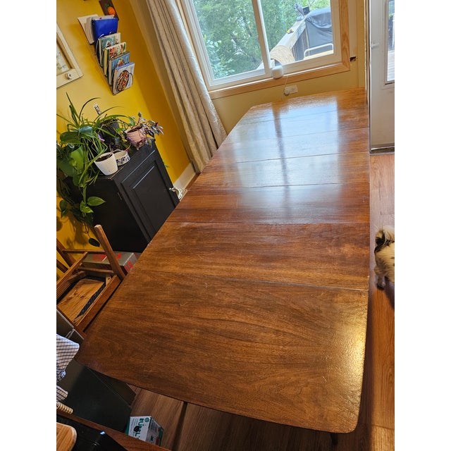 1960s 1960s Mid-Century Walnut Expanding, Drop-Leaf Dining Table - Seats Up to 10 For Sale - Image 5 of 6