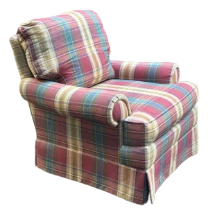 Vintage Sherill Furniture Plaid Skirted Lounge Chair