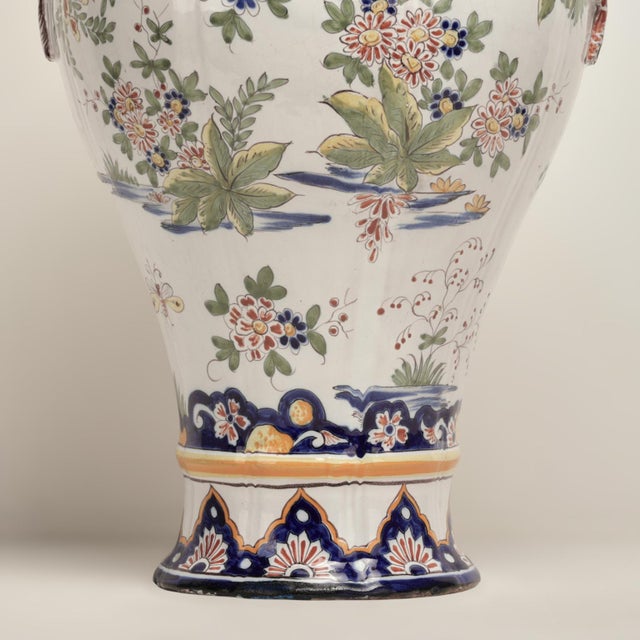 Pair of Antique French Faience Earthenware Lidded Urns For Sale In West Palm - Image 6 of 14