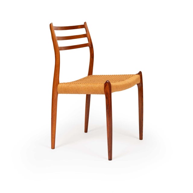 1960s Vintage Niels Otto Møller Model 78 & 62 Dining Chairs – Rosewood Danish Cord Set of 8 For Sale - Image 5 of 16