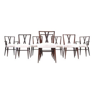 Set of Eight Tommi Parzinger X-Back Mahogany Dining Chairs For Sale