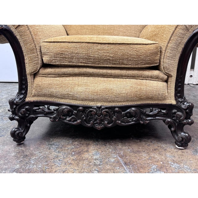 Tan Circa 1920's Victorian Wheat Lounge Arm Chair For Sale - Image 8 of 12