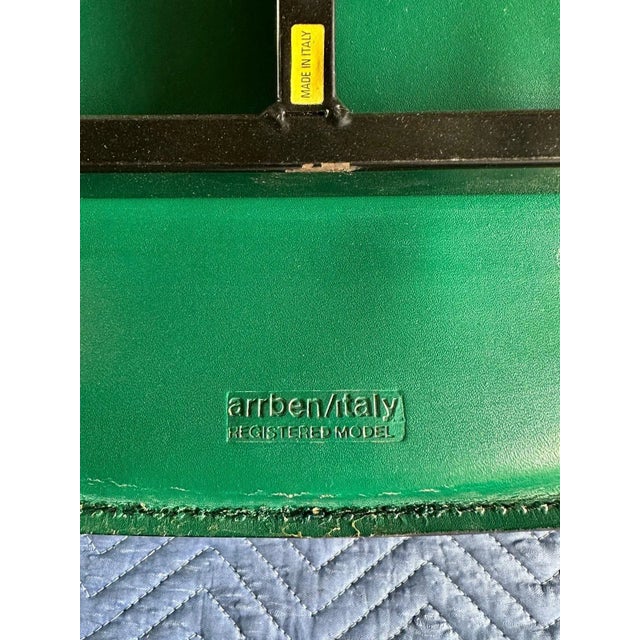 Mid-Century Modern Green Stitched Leather Stiletto Chairs by Arrben ITALY - Set of 4 For Sale - Image 3 of 8