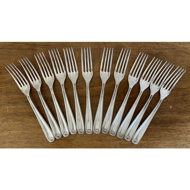 French Provincial Christofle Forks in Clerment Marot Pattern-Set of 12 For Sale - Image 3 of 9