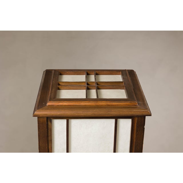 Late 20th Century Vintage Tall Japanese Shoji Style Floor Lamp with Rice Paper Panels For Sale - Image 5 of 16