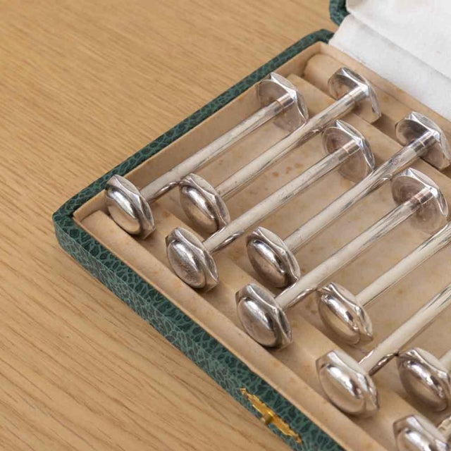 Metal French Sliver Knife Rests with case - Set of 12 For Sale - Image 7 of 11