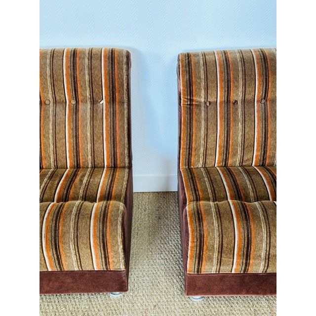 Vintage Velvet Modular Sofa Set, 1970s, Set of 5 For Sale - Image 15 of 18