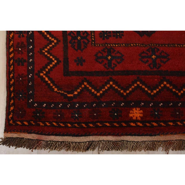 Baloch Runner 5’4” X 12’8” Red Wool Vintage Tribal Hand-Knotted Rug For Sale - Image 10 of 13