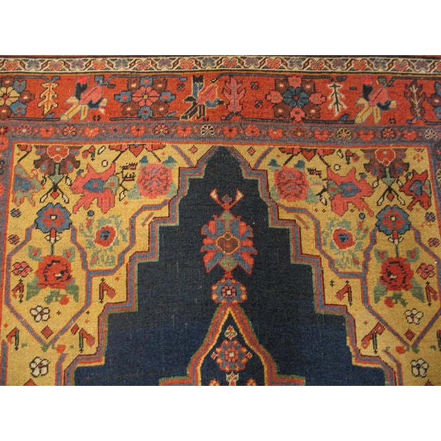 1880s Blue Medallion Antique Persian Bijar Rug 4' 9" X 8' 2" Handknotted Wool Carpet For Sale - Image 4 of 7