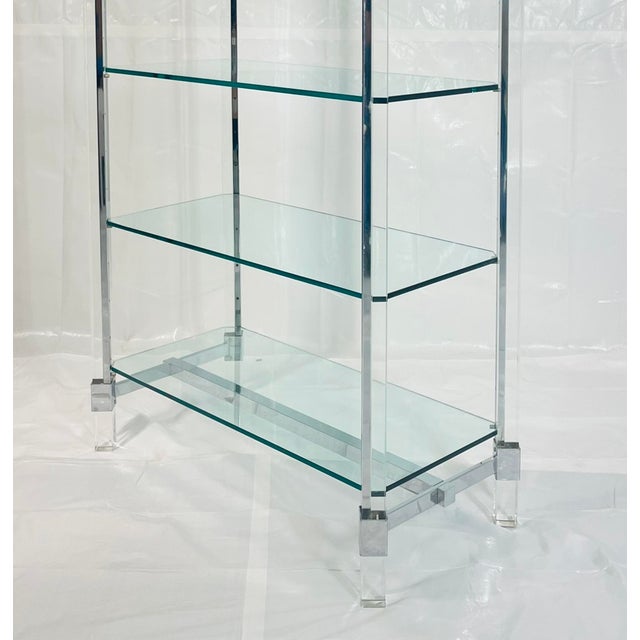 1970s Charles Hollis Jones Lucite & Chrome Etagere, Signed 1974 – Adjustable Shelves For Sale - Image 9 of 18