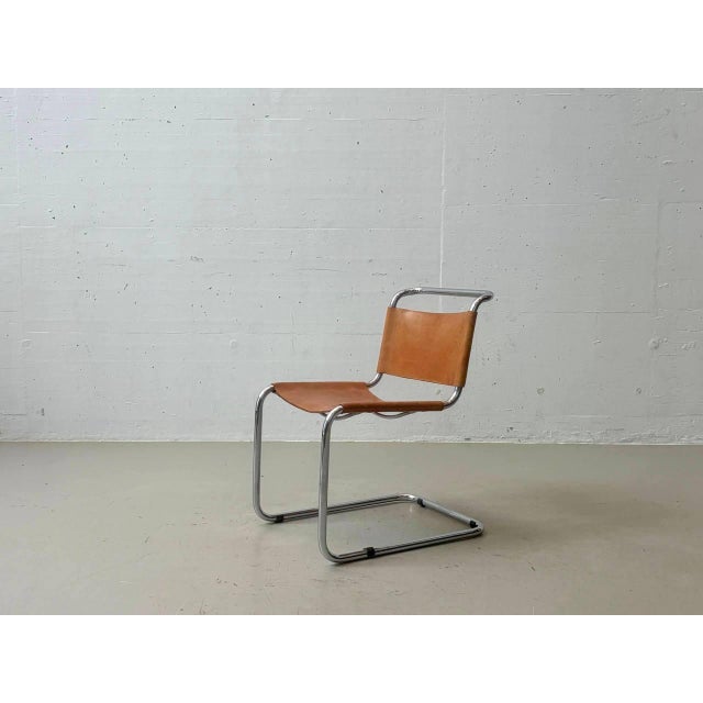 Cantilever Chair with Cognac Leather Covering For Sale - Image 18 of 18