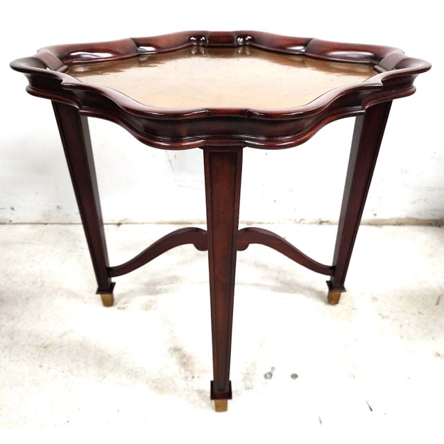 Mahogany Center Side Table Brass Top by J D Young Sons For Sale - Image 9 of 13