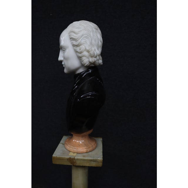 Black Wolfgang Mozart Tricolor Marble Bust For Sale - Image 8 of 16