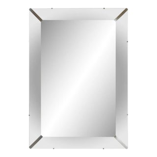 Grand Beveled Mirror With Nickel Corner Accents For Sale