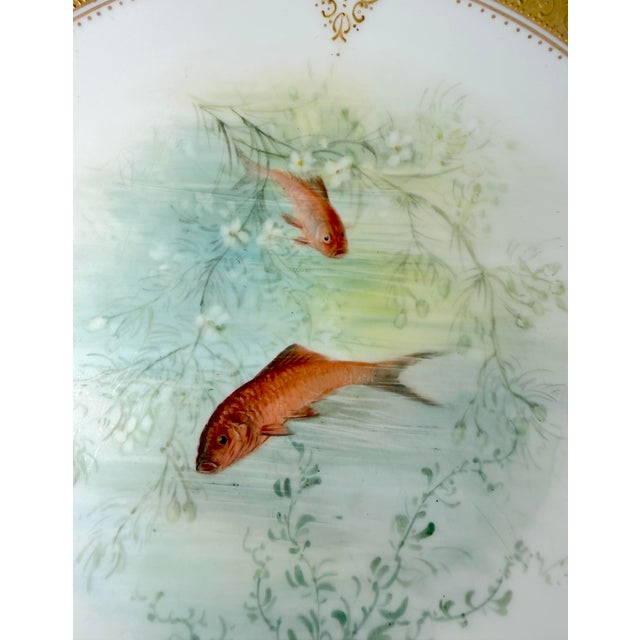 Set of 6 Antique 1800's Hand Painted Limoges Tressemanes & Vogt Porcelain Fish Plates For Sale - Image 15 of 18