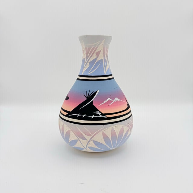 Vintage Signed Steve Navajo Southwestern Desert Sunset Pottery Vase For Sale - Image 9 of 9