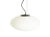 This italian pendant lamp was produced around the 1960s in the style of Stilnovo. It is made from a white oval glass...
